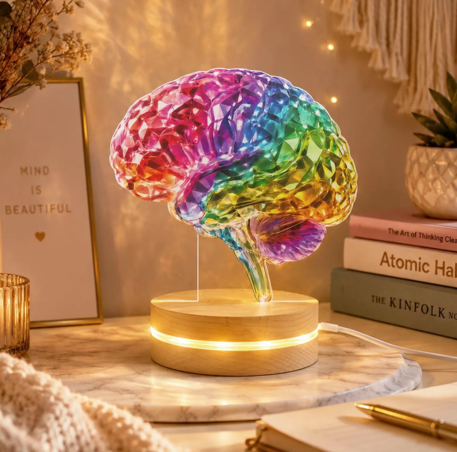 Rainbow Brain Acrylic Lamp, Neurologist Desk Decor