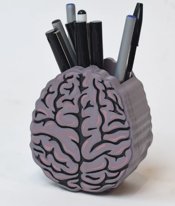 Hand Painted Brain Pen Holder, Neurology Decor