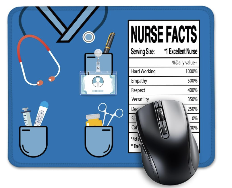 Nurse Facts Funny Mouse Pad, Funny Nurses Nutrition Facts Table for Nurses