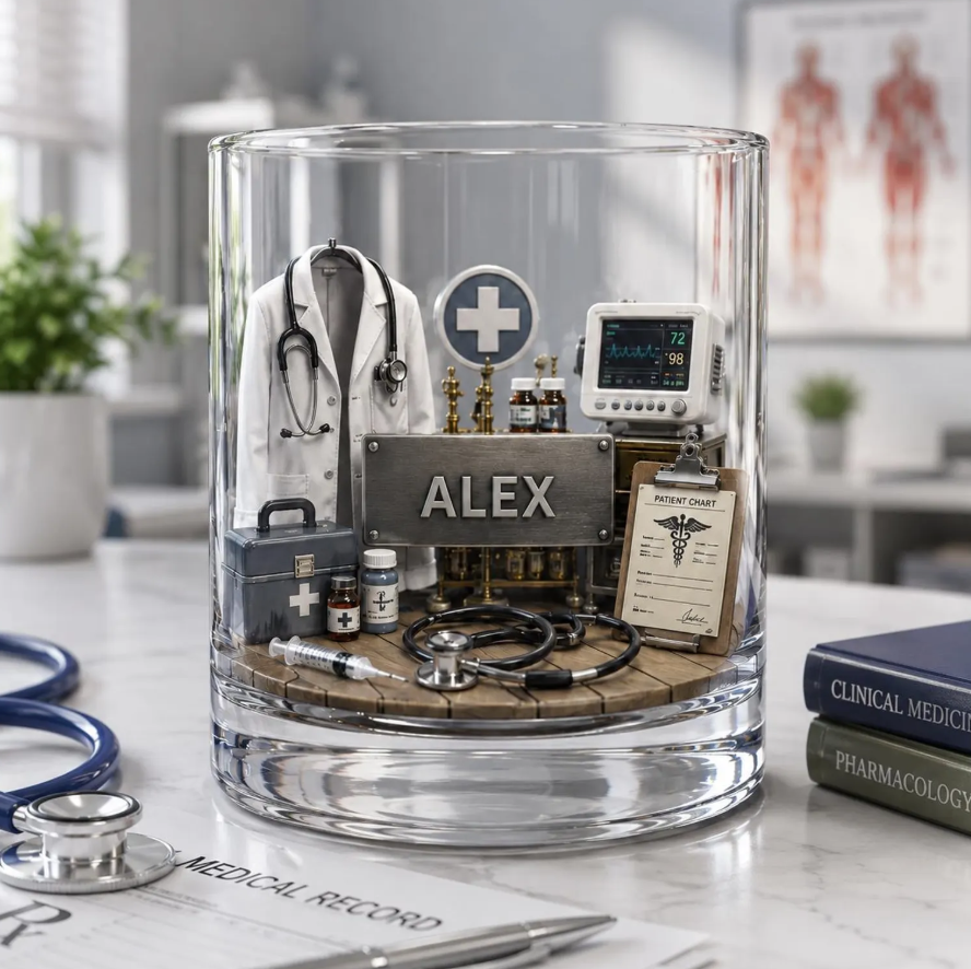 Personalized Doctor Whiskey Glass, Custom Name Whiskey Glass for Doctor,