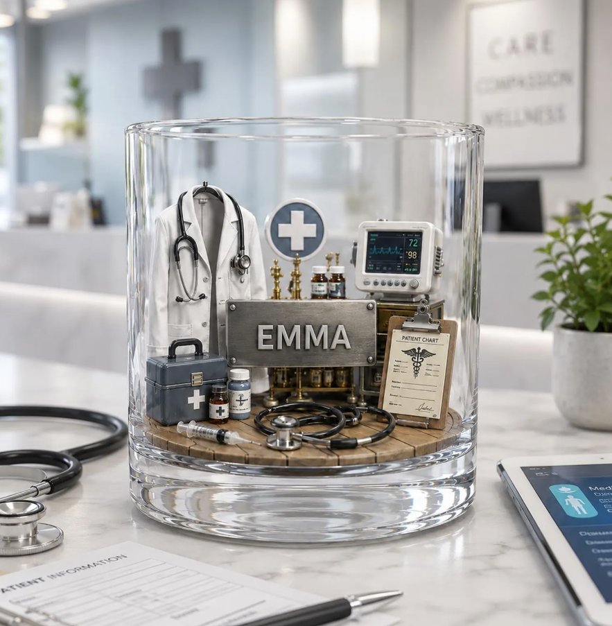 Personalized Doctor Whiskey Glass, Custom Name Whiskey Glass for Doctor,