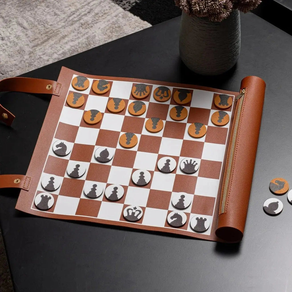 Leather Chess/Checkers Set