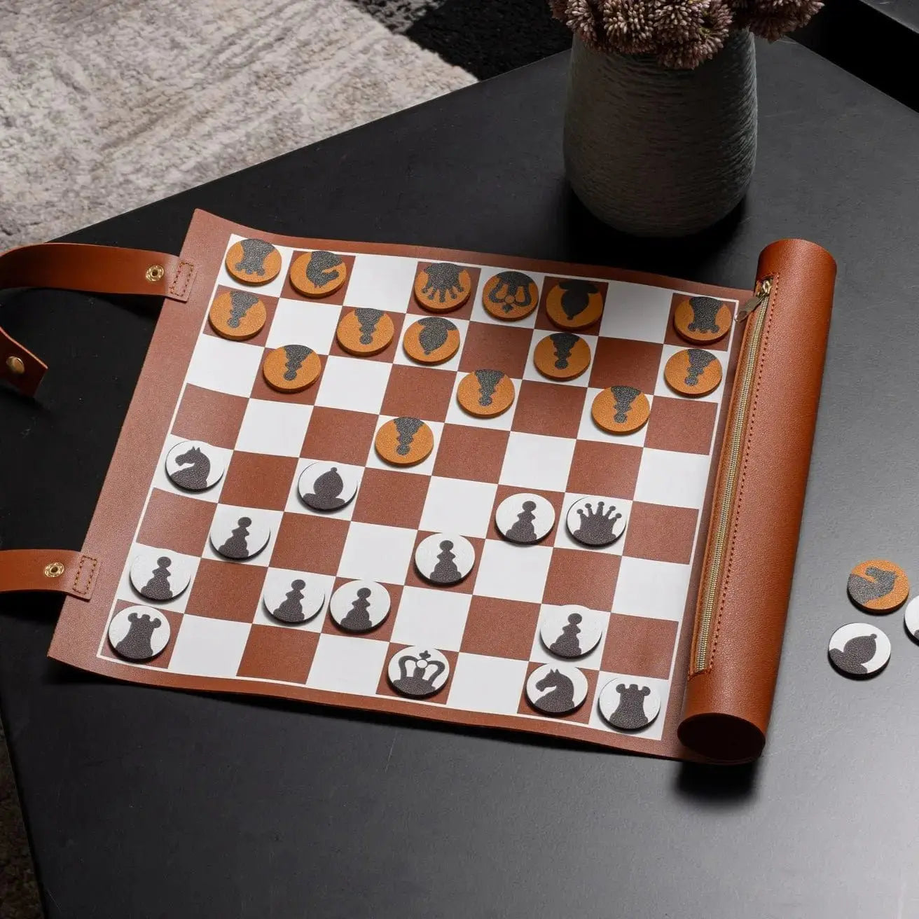 Leather Chess/Checkers Set