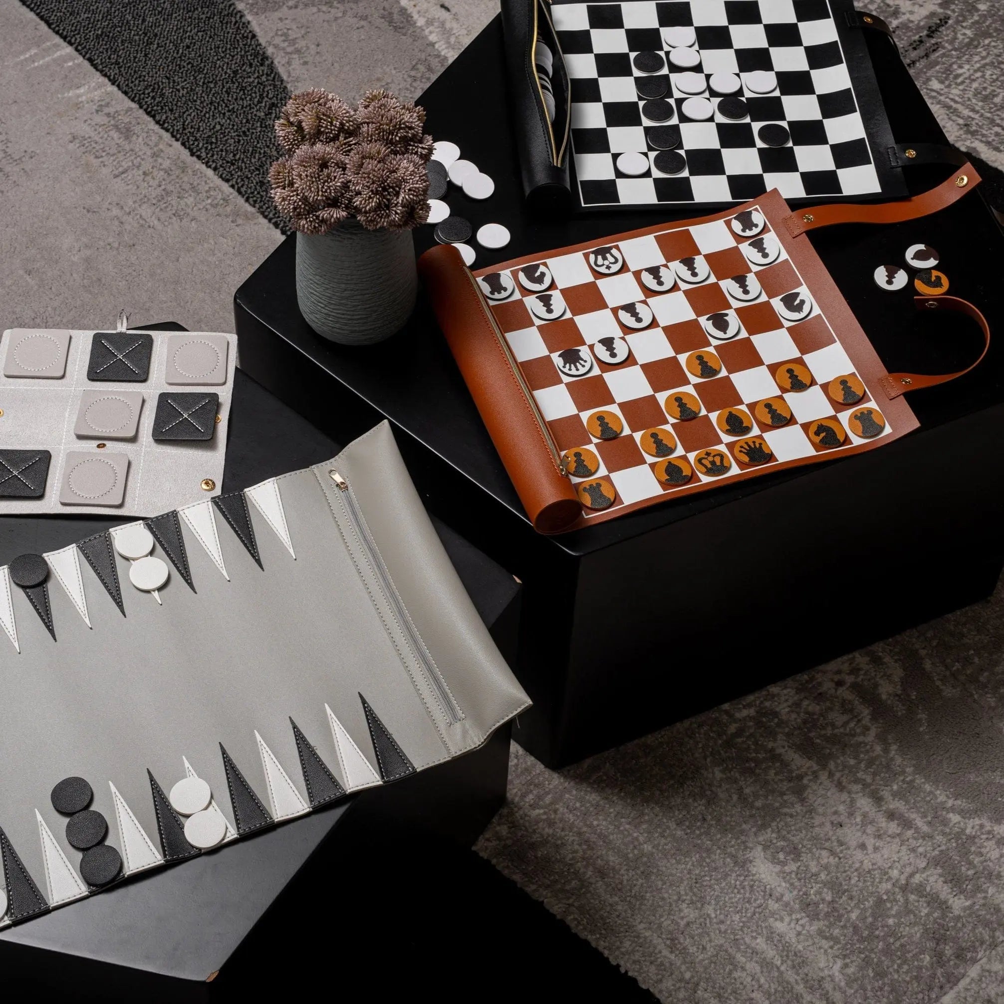 Leather Chess/Checkers Set